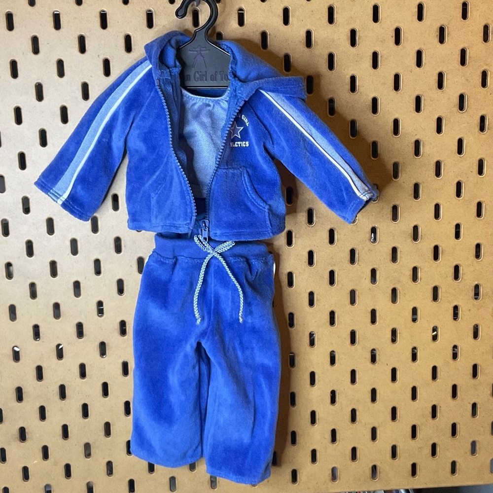 American Girl doll outfit - velour sweat suit - blue American Girl Athletics